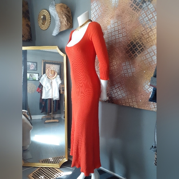 NWOT Zara Ribbed Stretch Cotton Midi Dress - Picture 9 of 11